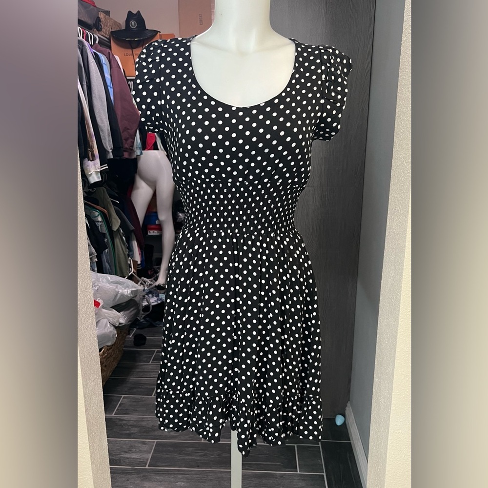 American Rag Black & White Polka Dot Dress